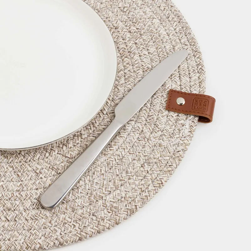 Placemat, 38 cm, polyester / cotton, round, beige-brown, Swivel, image-3