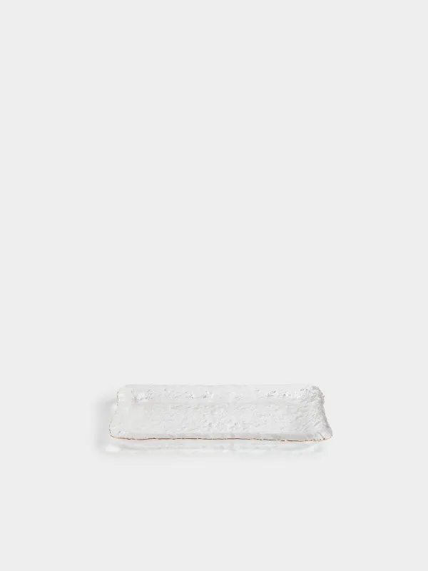 Dish, 14x23 cm, rectangular glass, with golden edging, Nautilus gold, image-1