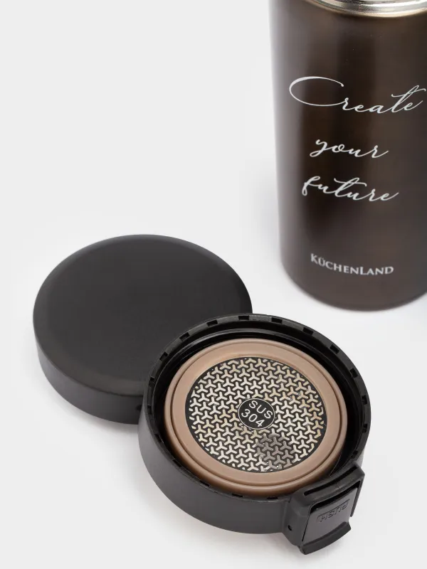 Thermo mug, 380 ml, steel / plastic, graphite, matte, Create your future, Voyage, image-3