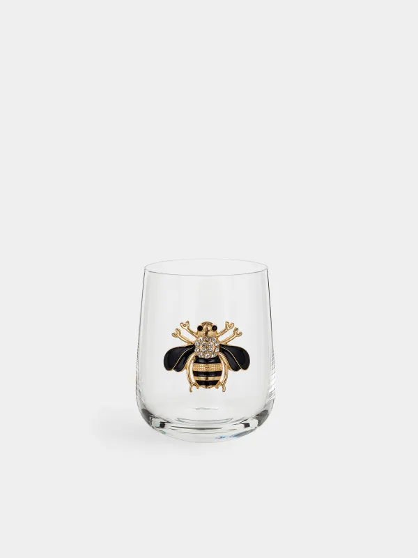 Drinking glass, 10 cm, 450 ml, glass / metal, Bumblebee, Lux elements, image-0