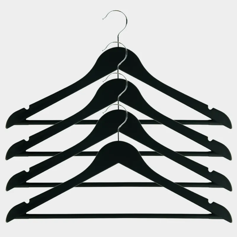 Hanger, 44 cm, 4 pcs, plastic coated, black, Fun house 