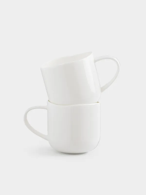 Mug, 400 ml, 2 pcs, porcelain F, white, Uneven edge, Vergaleo, image-0