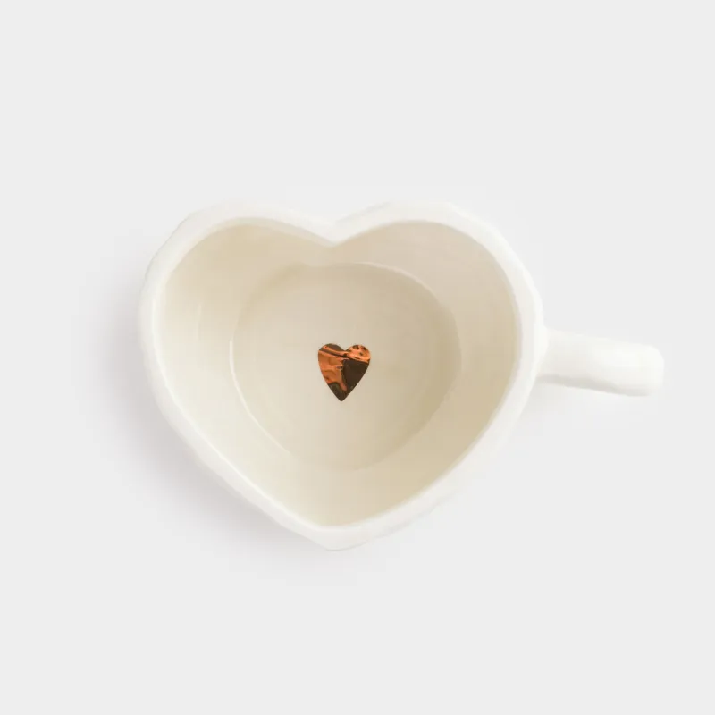 Mug, 500 ml, ceramic, milky gold, Heart, Crumple amour, image-6