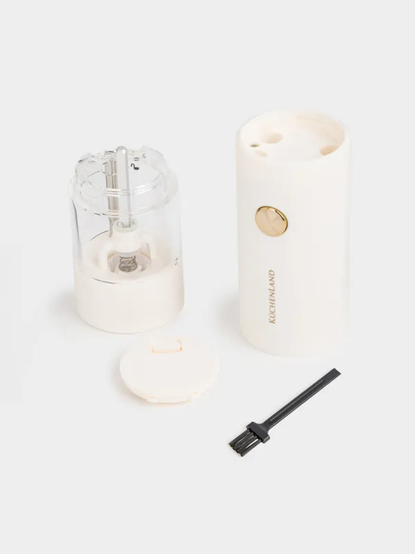 Spice mill, 18 cm, 2 pcs, electric, on a stand, plastic, milky, Liberica light, image-3