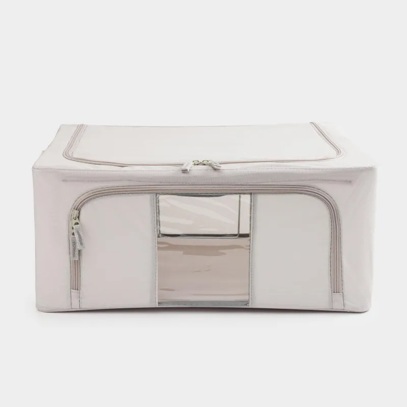 Organizer-box for things, 50x40x22 cm, with zipper, oxford, gray, Pedant, image-0