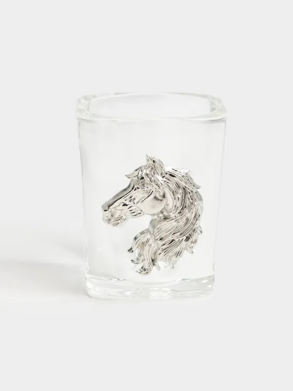 Drinking glass, 60 ml, 4 pcs, on a stand, glass/metal/wood, Horse, Lux elements decor, image-5