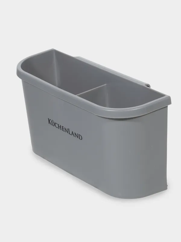 Dish rack, 43x31 cm, with tray, with drain, metal / plastic, light grey, Keepin, image-2