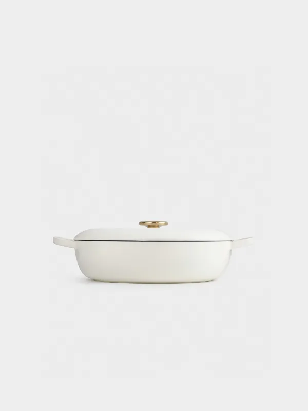 Saucepan, 30 cm, 3.5 l, with lid, cast iron, milky, Light kitchen, image-5