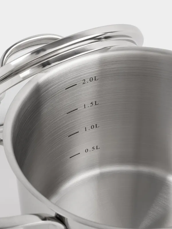 Pot, 16 cm, 2.4 l, with lid, Silver Stone, image-2