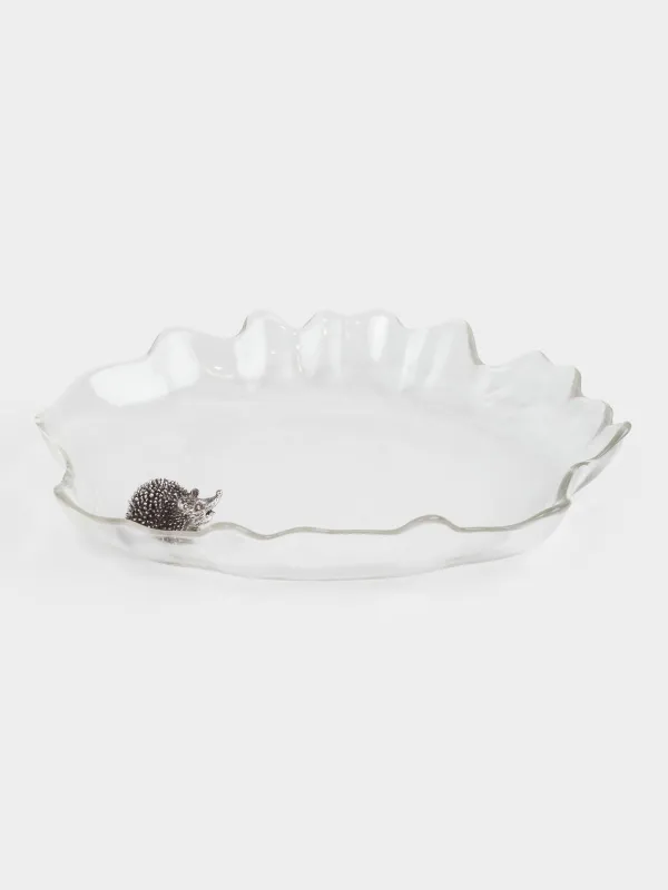 Dish, 24x3 cm, glass / metal, Hedgehog, Glacial, image-3