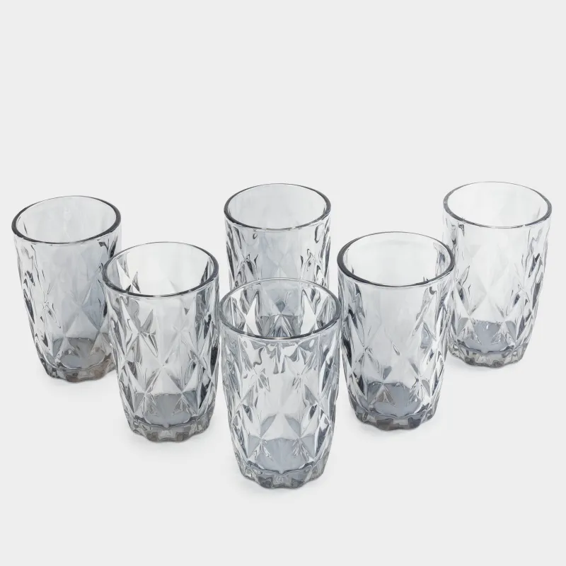 Glass, 12 cm, 340 ml, 6 pcs, glass R, gray, Rhomb color, image-1