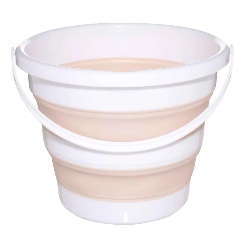 Foldable bucket, 10 l, plastic / rubber, beige-pink, Foldaway, image-1