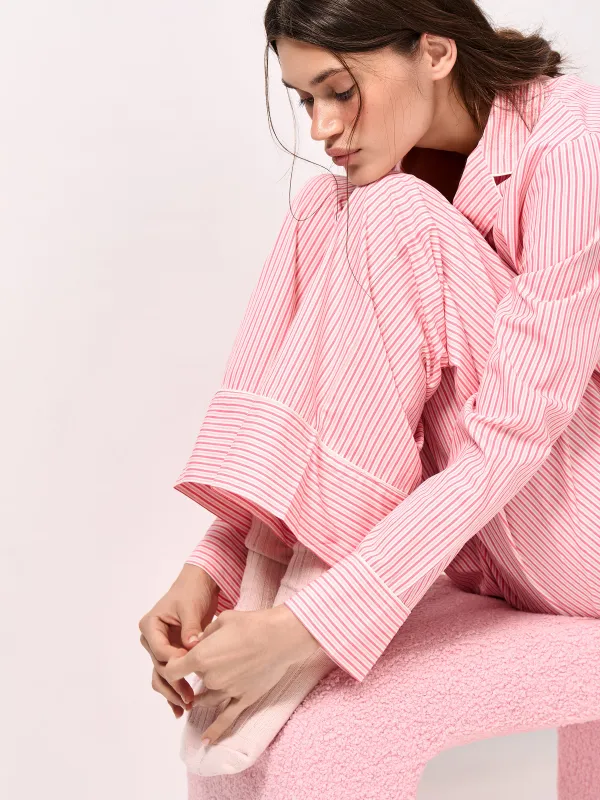 Women's trousers, homewear, size S, cotton / viscose, red, Stripe, Lonisa, image-6