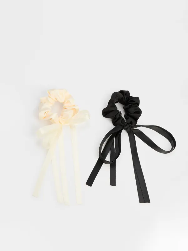 Hair tie set, 8 cm, 2 pcs, for children, satin, Silk, image-0