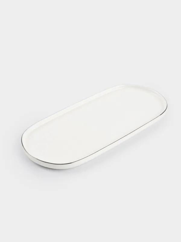 Dish, 25x11 cm, porcelain F, oval, white, Ideal silver, image-0
