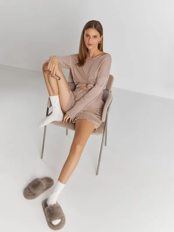 Women's slippers, home, size 36-37, artificial fur, brown, Bushy, image-6