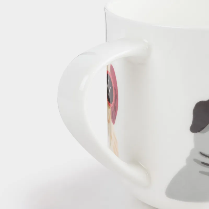 Mug, 500 ml, Porcelain F, White, Dogs with glasses, Dog, image-2