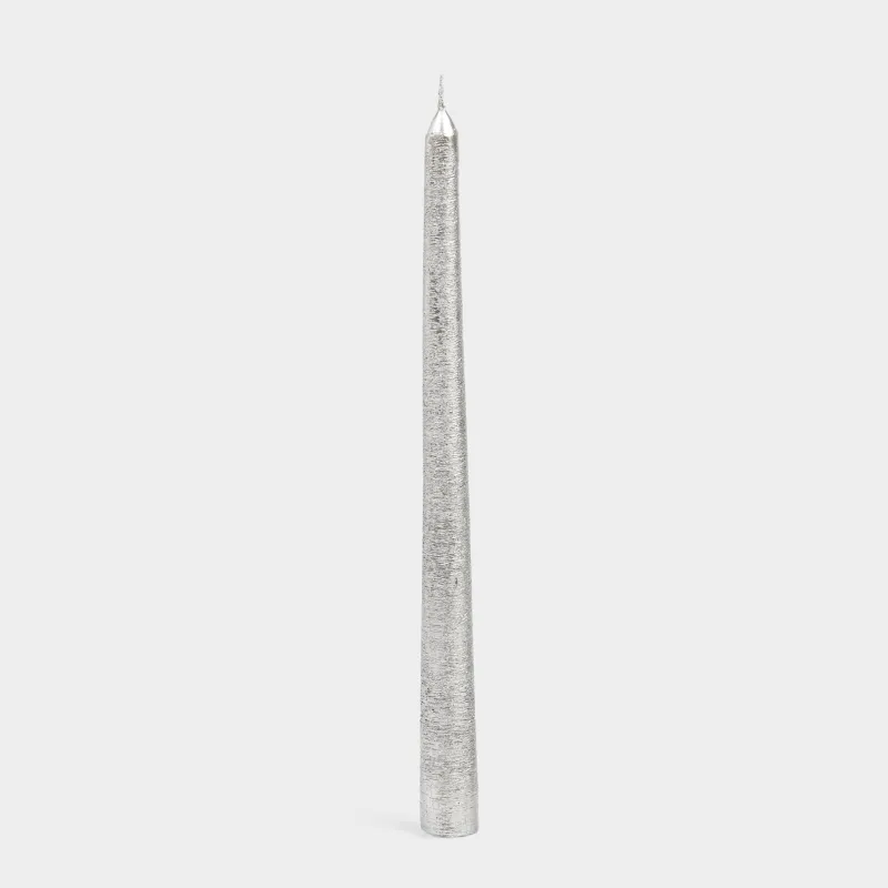 Candle, 25 cm, thin, silver, Galore candle