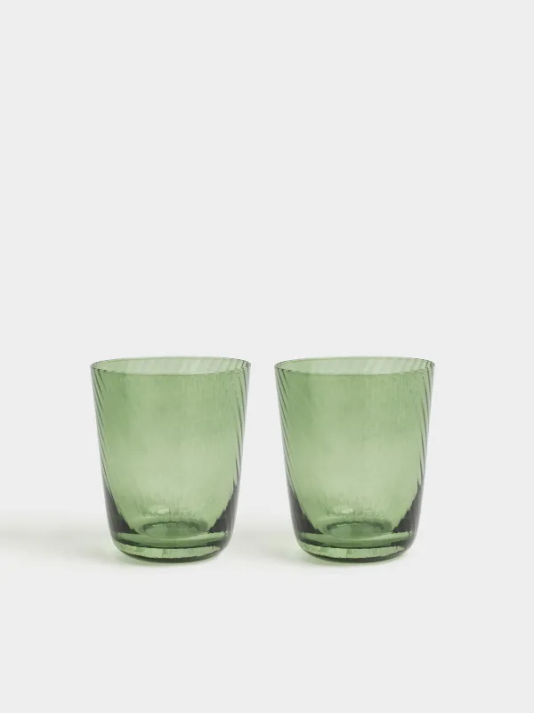 Glass, 11 cm, 420 ml, 2 pcs, glass, green, Molinella, image-0