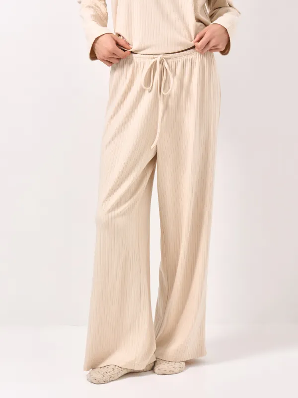 Women's trousers, homewear, size L, viscose/spandex, sand, Camaria, image-1