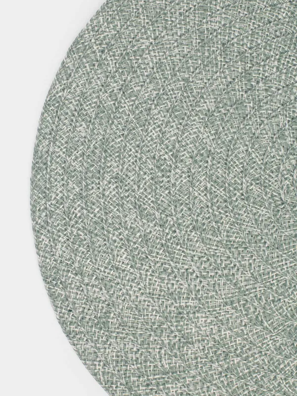 Placemat, 38 cm, polyester, round, menthol, Ring mix, image-2