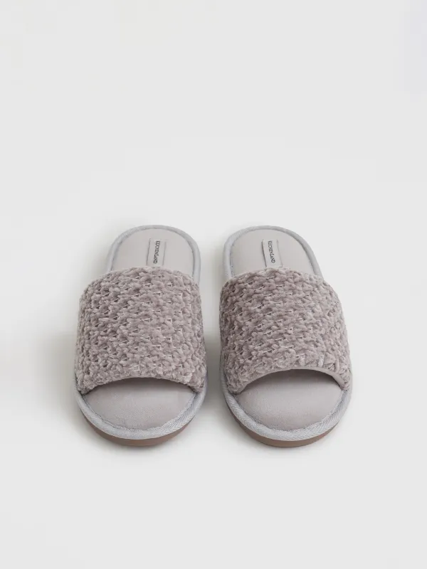 Women's slippers, homewear, size 36-37, chenille/velvet, sand, Chenille, image-2