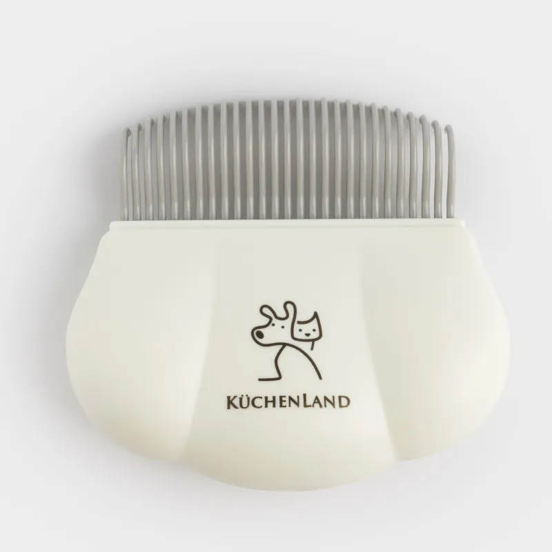 Animal hair comb, 9 cm, plastic, white, Paw, Pet, image-0