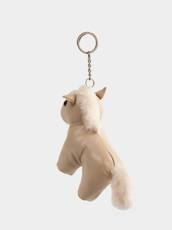 Keychain, 12 cm, polyurethane / metal, beige, Horse, Keychain toy, image-2