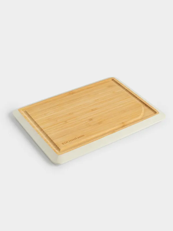 Cutting board, 28x20 cm, bamboo, rectangular, gray edging, Bamboo, image-4