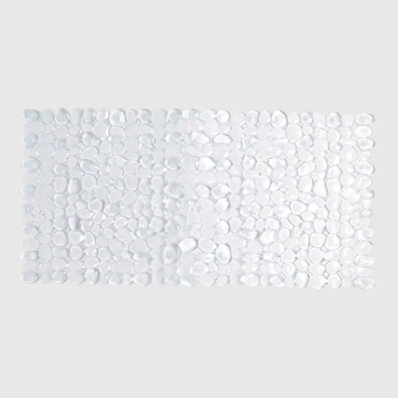 Bath/shower mat, 35x70 cm, with suction cups, PVC, Rectangular, White, Stones, Pebble