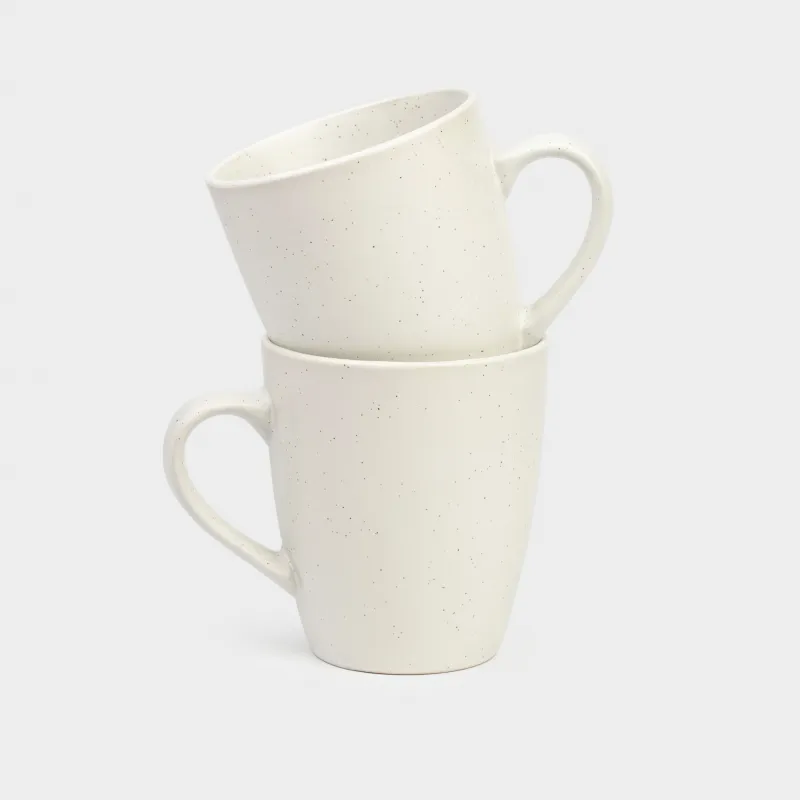 Mug, 400 ml, 2 pcs, ceramic, milk, speckled, Particle
