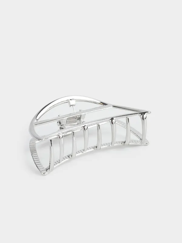 Hair clip, 7 cm, metal, silver, Crab, Fantastic, image-3