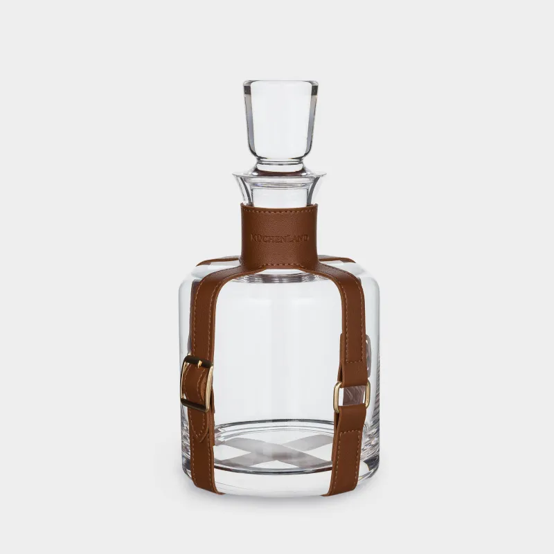 Decanter, 1,1 l, glass / PU leather, Clear devo