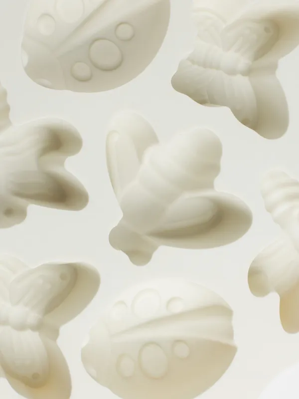 Cupcake baking dish, 28x21 cm, 8 compartments, silicone, milky, Bees / Butterflies, Honey, image-2