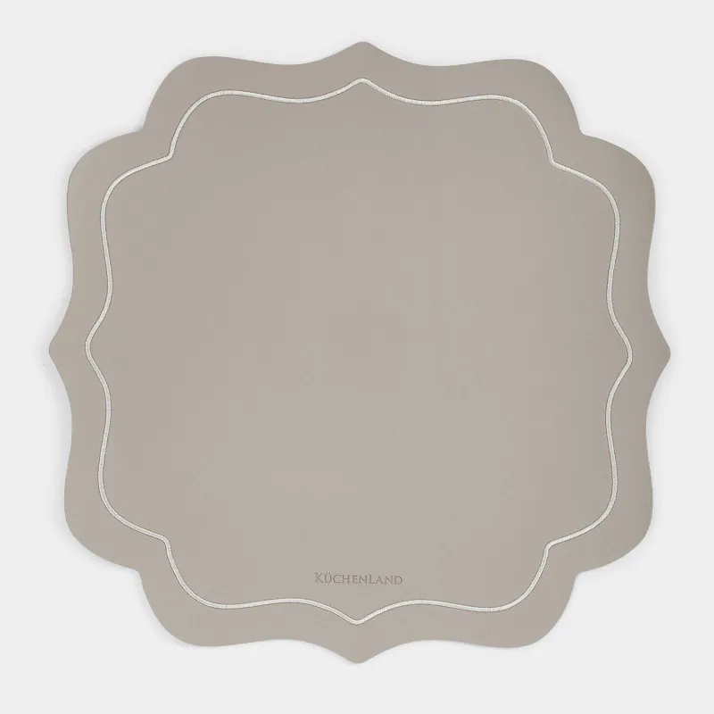 Placemat, 38x38 cm, PVC / polyester, curly, beige, Vintage, Rock vintage