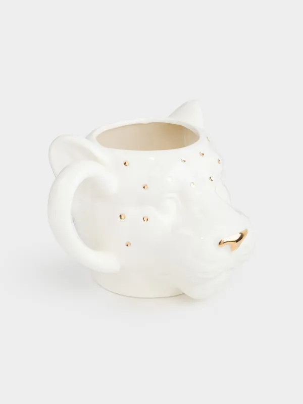 Mug, 400 ml, porcelain P, milk-golden, Panther, Panther, image-1