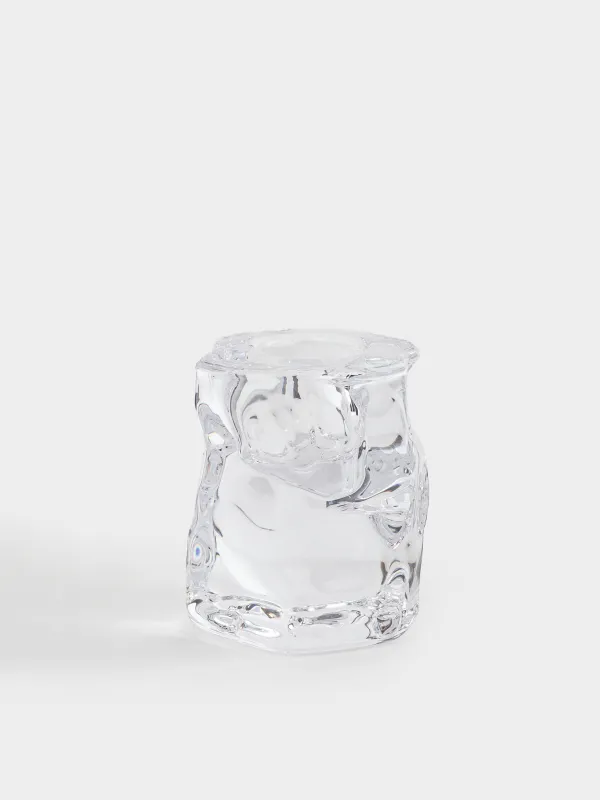 Candlestick, 6 cm, for a thin candle, glass, Concave, image-0