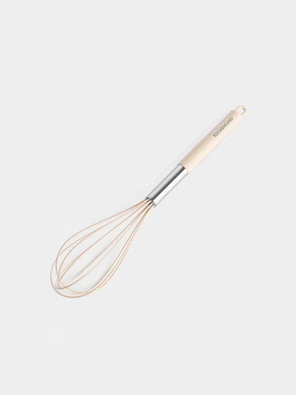 Whisk, 34 cm, silicone / steel, gray-beige, Metallic, image-1