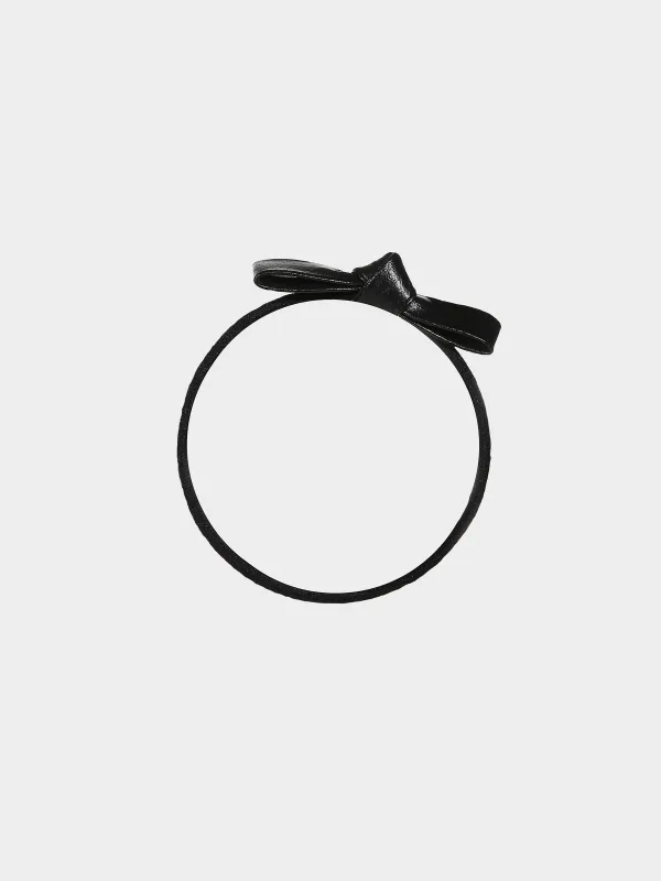 Elastic band for hair, 6 cm, 2 pcs, polyurethane, black, Bow, Gracile, image-1