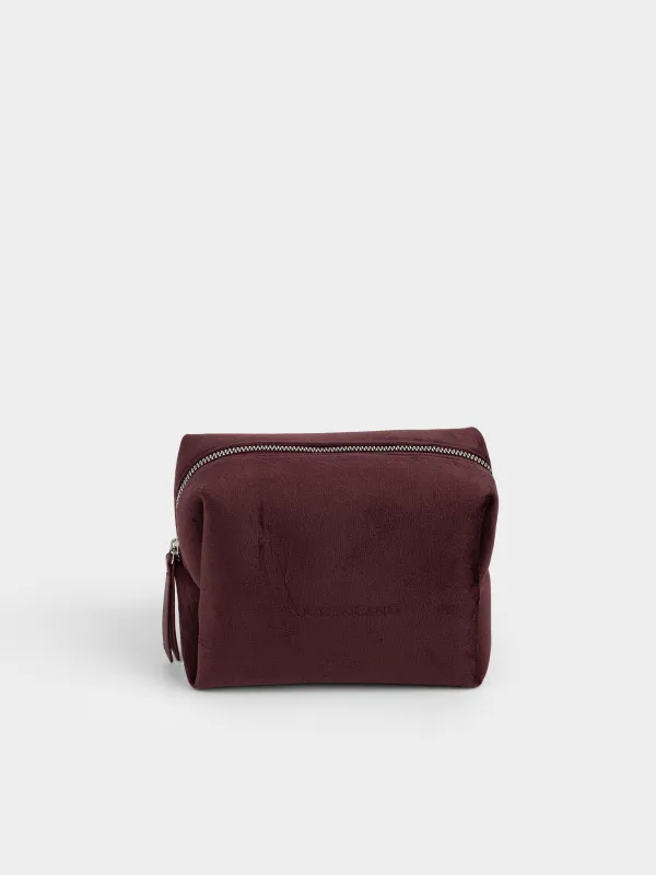 Makeup bag, 18x13 cm, velvet, burgundy, Velvety, image-0