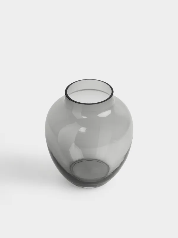 Flower vase, 23 cm, glass, grey, Clear grey, image-1