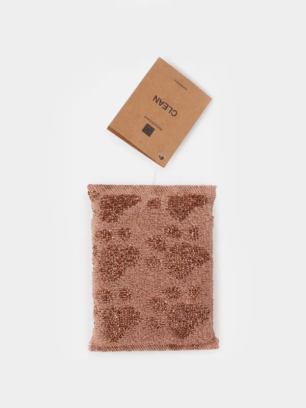 Sponge for washing dishes, 12x9 cm, double-stranded, polyester / foam rubber, bronze, Feet, Clean, image-3