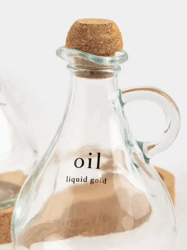 Oil and vinegar set, 300 ml, 2 pcs, on a stand, glass / cork, Clear cork, image-3
