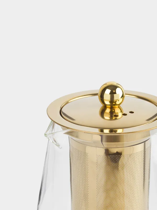 Tea set, 2 persons, 3 items, B glass / steel, golden, Air, image-2