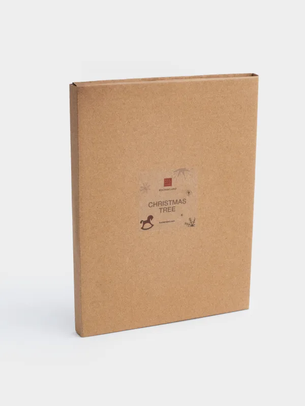 Hot trivet, 15x20 cm, ceramic / cork, Oval, Christmas tree with bows, Christmas tree, image-5