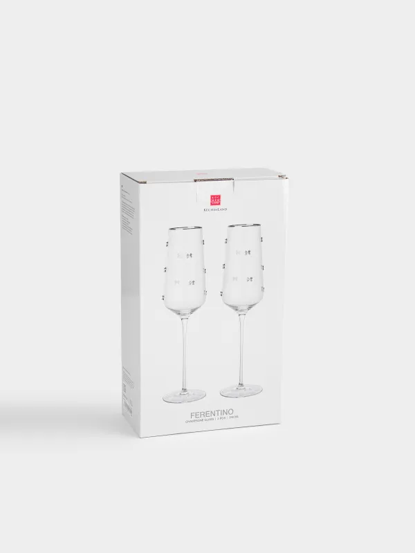 Drinking glass, 300 ml, 2 pcs, crystal glass, with silver edging, Ferentino, image-4