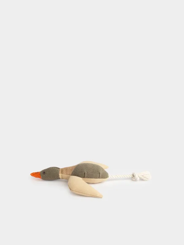 Dog toy, 40 cm, with squeaker, polyester, beige, Duck, Frisky pet, image-1