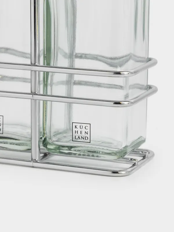 Oil and vinegar set, 150 ml, 2 pcs, on a stand, glass / metal, Comfort, image-6