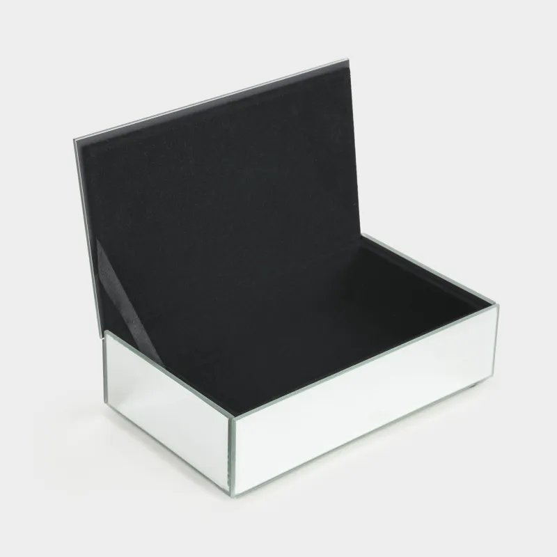 Jewelry box, 15x9 cm, glass, Mirror, Golden flower, Glossy, image-7