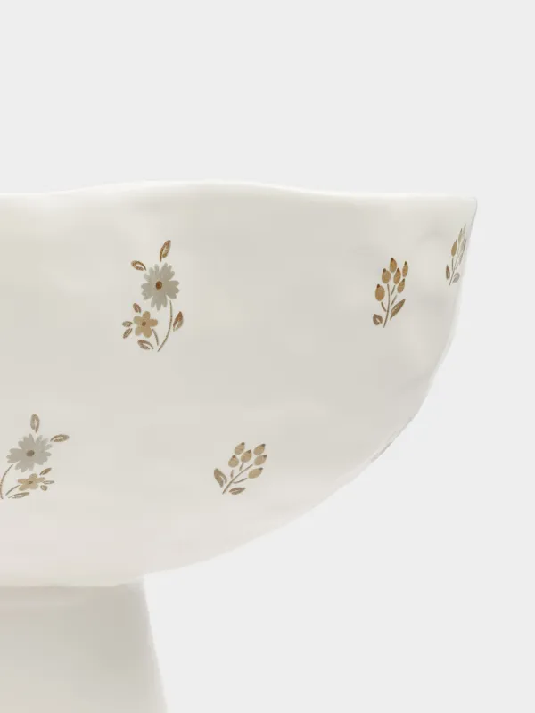 Fruit bowl, 24x15 cm, ceramic, milk, Vintage flowers, La flore, image-4